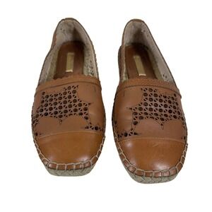 Louise et Cie Women's‎ Flats Cognac Leather Perforated Espadrilles Size 5.5